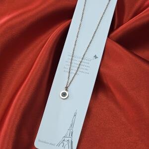 Elegant Midnight Round Pendant Necklace – Stainless Steel