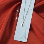 Paris Charm Black Stone Pendant Necklace (Stainless Steel)