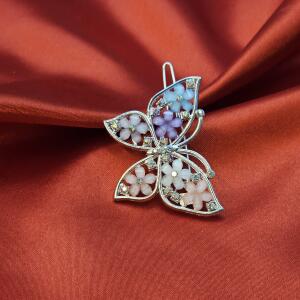 Floral Butterfly Crystal Hair Clip