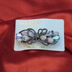 Midnight Crystal Bow Premium Hair Clip