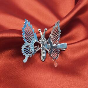 Silver Monarch Butterfly Metal Catch Clip