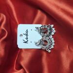 Ruby Pearl Oxidised Peacock Earrings