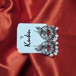 Ruby Pearl Oxidised Peacock Earrings