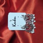 Ruby Pearl Oxidised Peacock Earrings