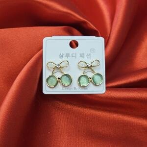 Elegant Bow & Gemstone Cherry Earrings