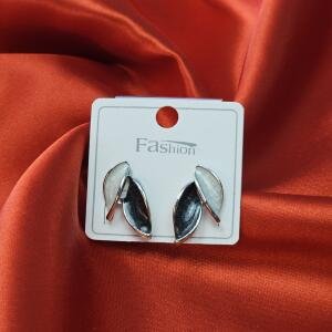 Dual Leaf Green & Pearl Stud Earrings