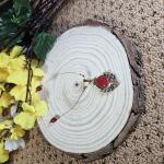 Crimson Pearl Drop Invisible Chain Pendant