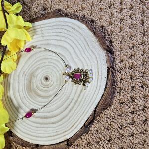 Royal Square Pink Stone Invisible Chain Pendant