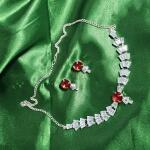 Ruby Spark Baguette Crystal Necklace Set