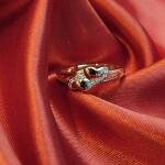 Golden Twin Heart Crystal Ring