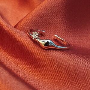 Wave Diamond Adjustable Ring – Silver Shine Edition