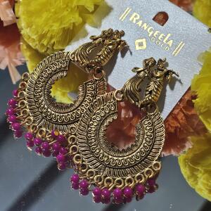 Antique Gold Radha-Krishna Earrings